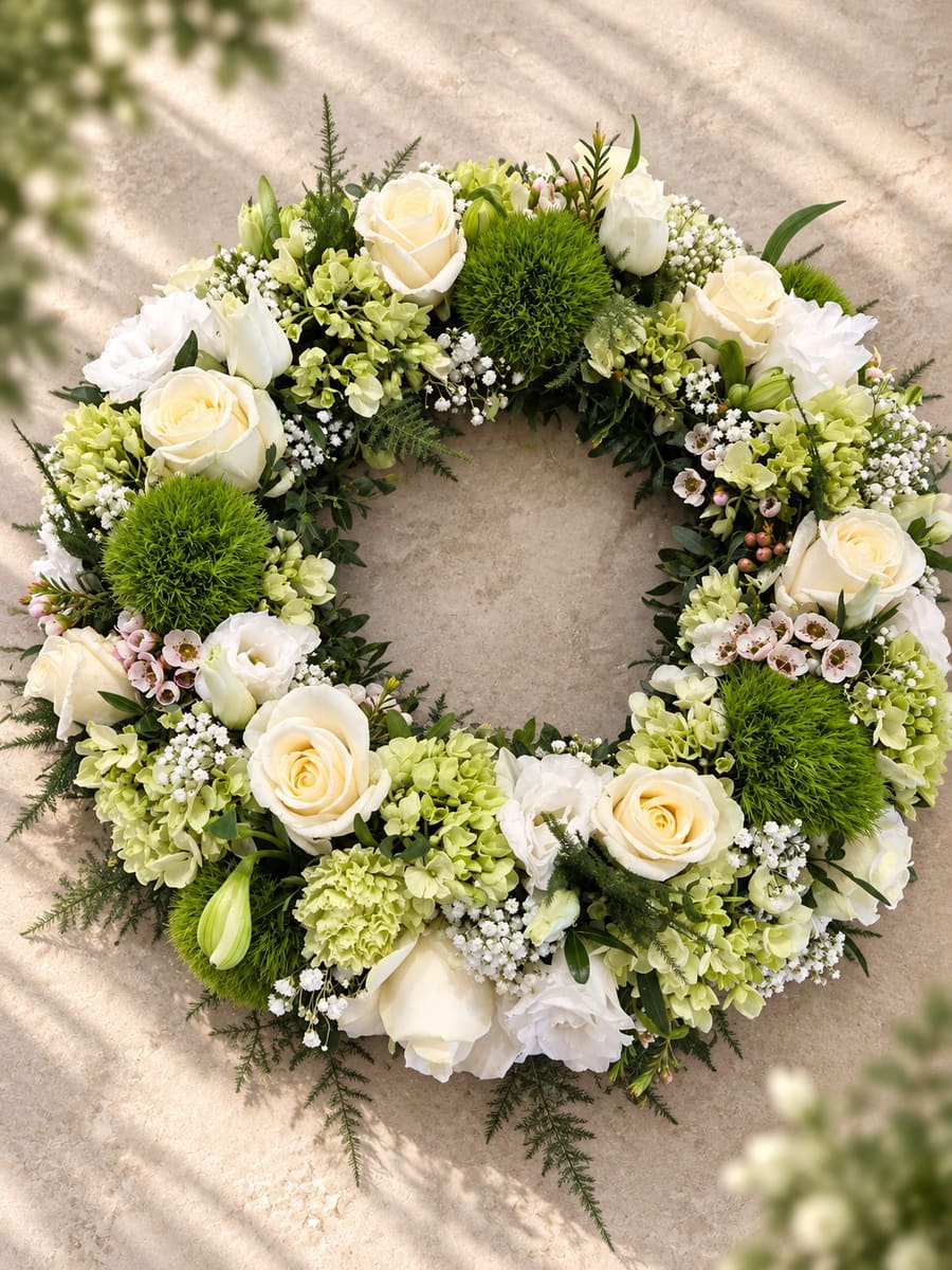 Oasiskrans met seizoensbloemen